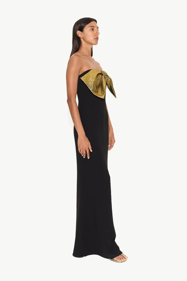 Simon Miller Dresses Women Dali Crepe Dress In BlackStar Gold Simon Miller Dresses Women Dali Crepe Dress In BlackStar Gold
