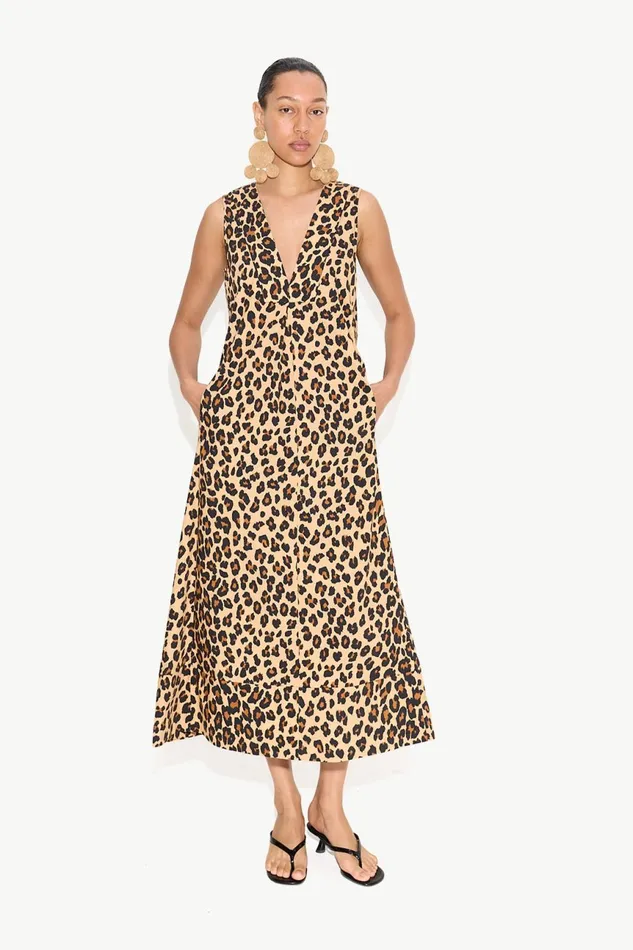 Simon Miller Dresses Women Mar Poplin Dress In Cheetah Cotton