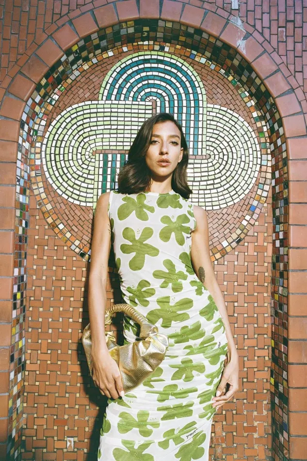 Simon Miller Dresses Women Tangier Printed Mesh Dress In GreenSeashell Floral