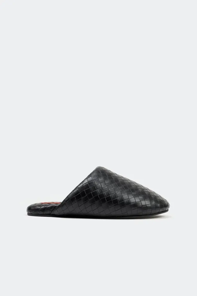 Simon Miller Flats Women Woven Bubble Slipper In Black Vegan Leather