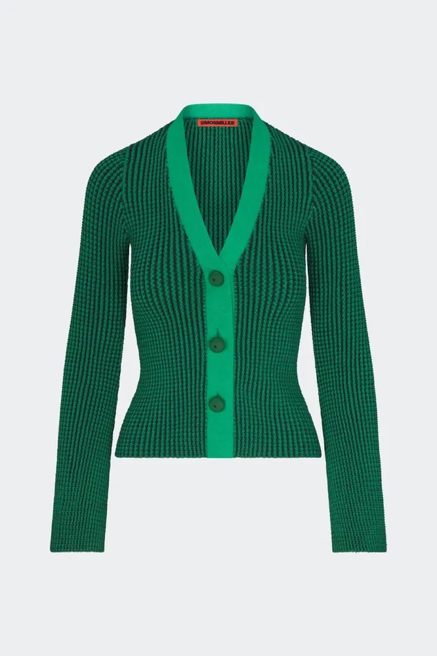 Simon Miller Knitwear Women Peep Textured Knit Cardigan In Gummy Green