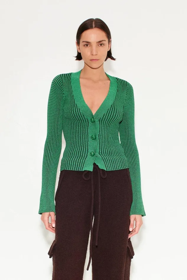 Simon Miller Knitwear Women Peep Textured Knit Cardigan In Gummy Green