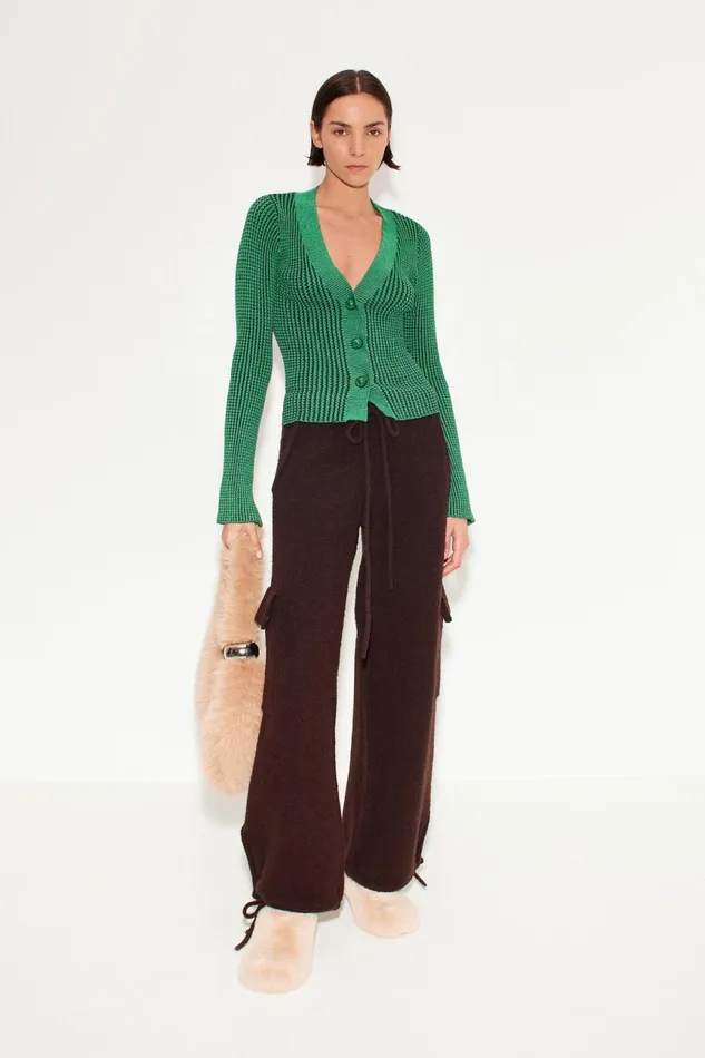 Simon Miller Knitwear Women Peep Textured Knit Cardigan In Gummy Green