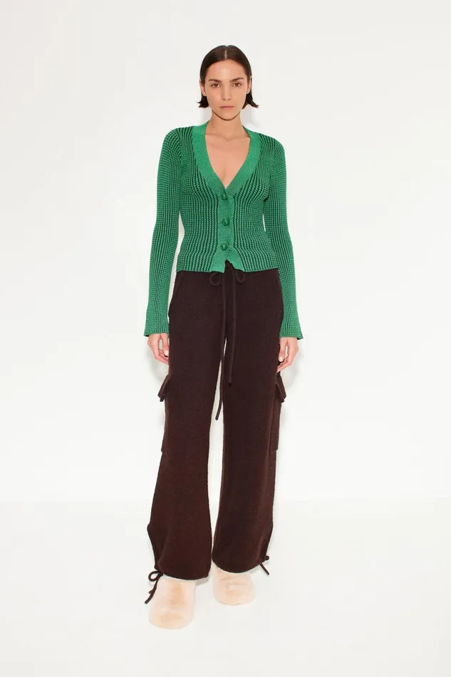 Simon Miller Knitwear Women Peep Textured Knit Cardigan In Gummy Green