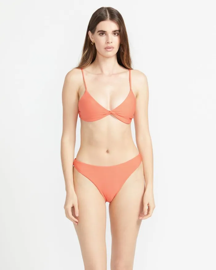 Simply Seamless Vneck Bikini Top 8211 Electric Coral Womens Volcom Bikinis