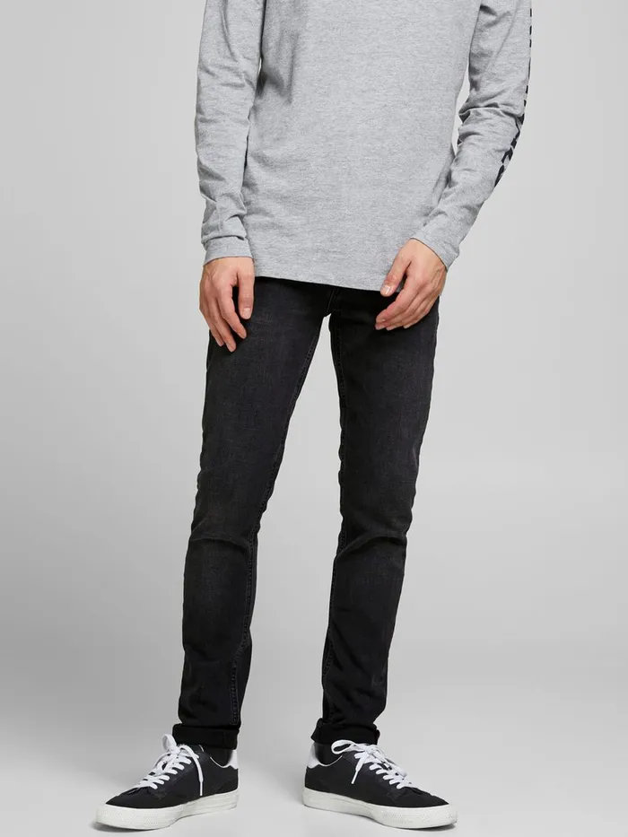 Skinny Jeans JACK and JONES Mens LIAM ORIGINAL AM 034 SKINNY FIT JEANS Black Black Denim