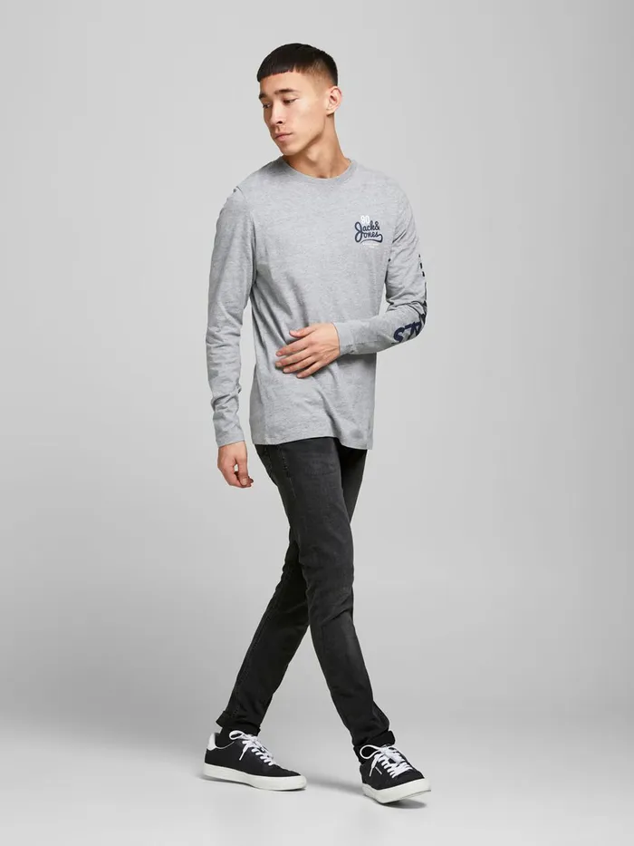 Skinny Jeans JACK and JONES Mens LIAM ORIGINAL AM 034 SKINNY FIT JEANS Black Black Denim