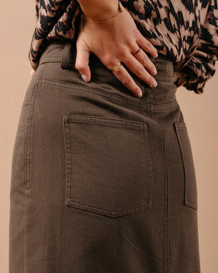SKIRT KAKI MAUREEN Shop Grace and Mila Midi Skirts