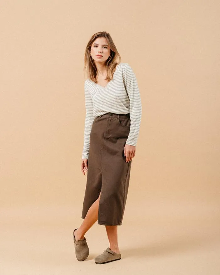 SKIRT KAKI MAUREEN Shop Grace and Mila Midi Skirts