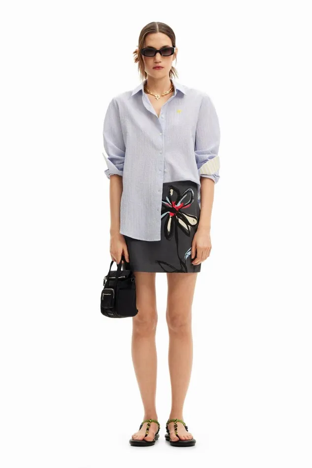 Skirts And Shorts Women Desigual Floral Illustration Miniskirt Black