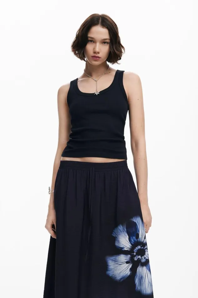Skirts And Shorts Women Desigual Long Floral Skirt Black