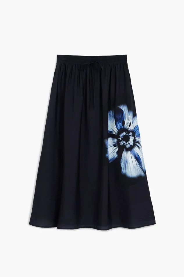 Skirts And Shorts Women Desigual Long Floral Skirt Black