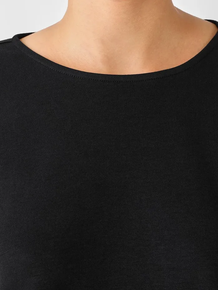 Sleepwear Women Eileen Fisher Cozy Organic Cotton Interlock BoxTop Black