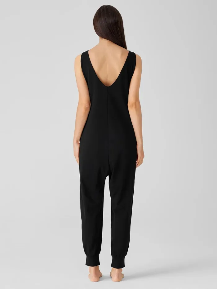 Sleepwear Women Eileen Fisher Organic Cotton Interlock Sleep Jumpsuit Black