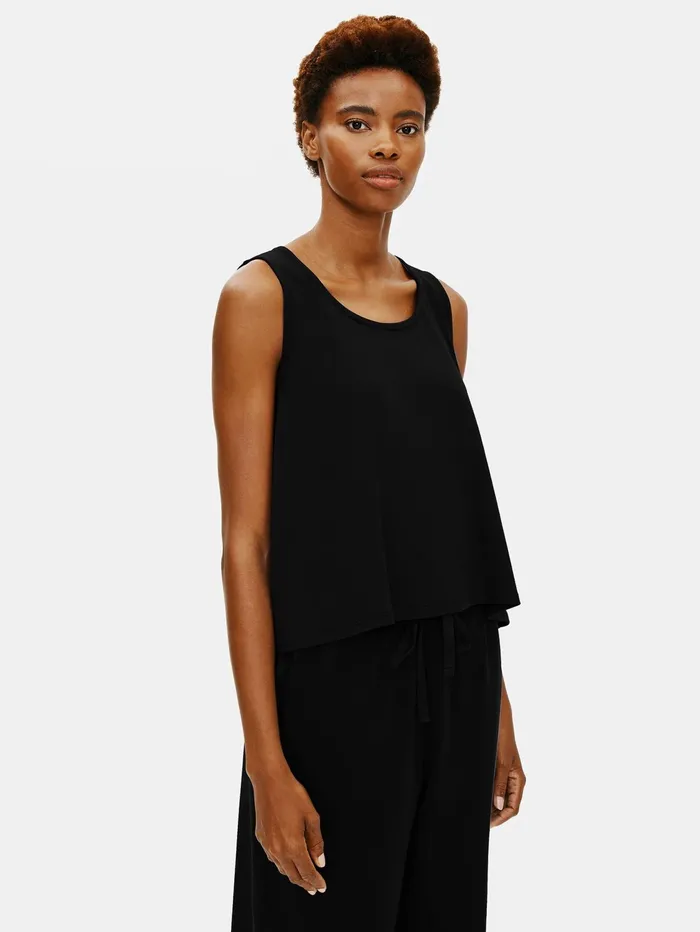 Sleepwear Women Eileen Fisher Organic Cotton Interlock UNeck Sleep Tank Black