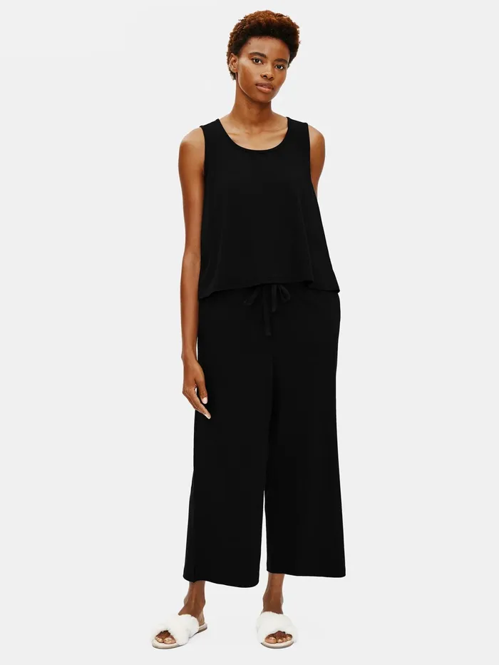 Sleepwear Women Eileen Fisher Organic Cotton Interlock UNeck Sleep Tank Black