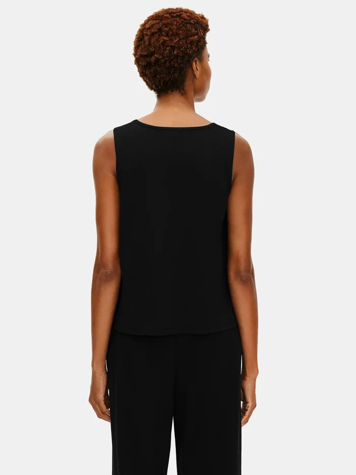 Sleepwear Women Eileen Fisher Organic Cotton Interlock UNeck Sleep Tank Black