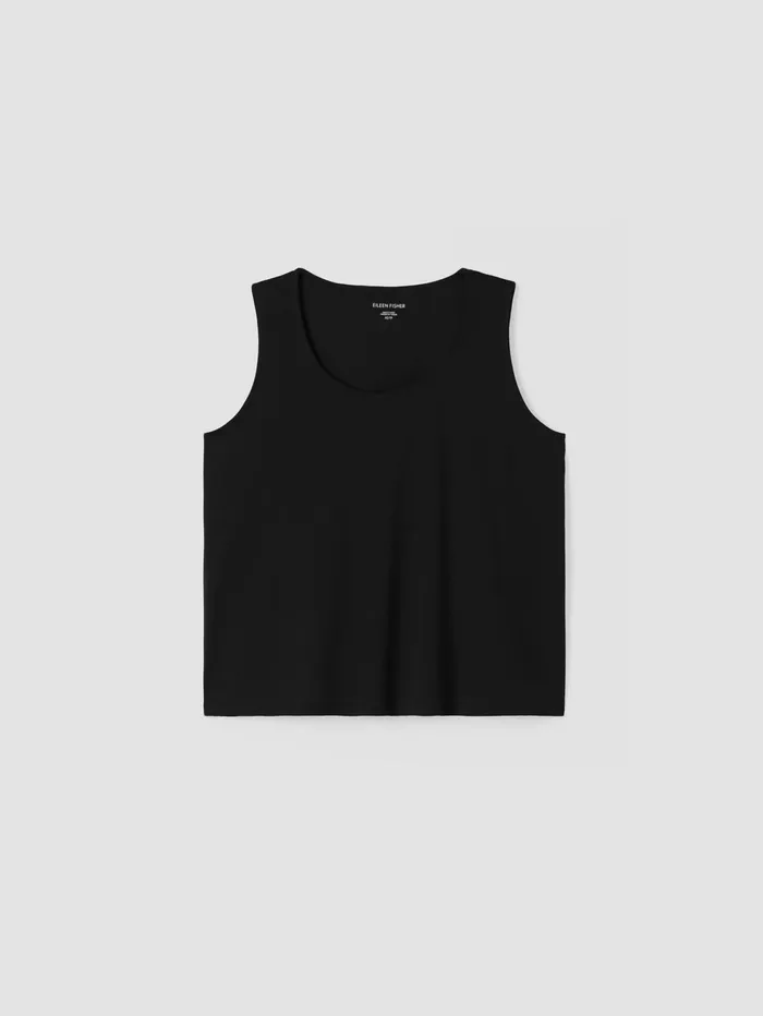 Sleepwear Women Eileen Fisher Organic Cotton Interlock UNeck Sleep Tank Black