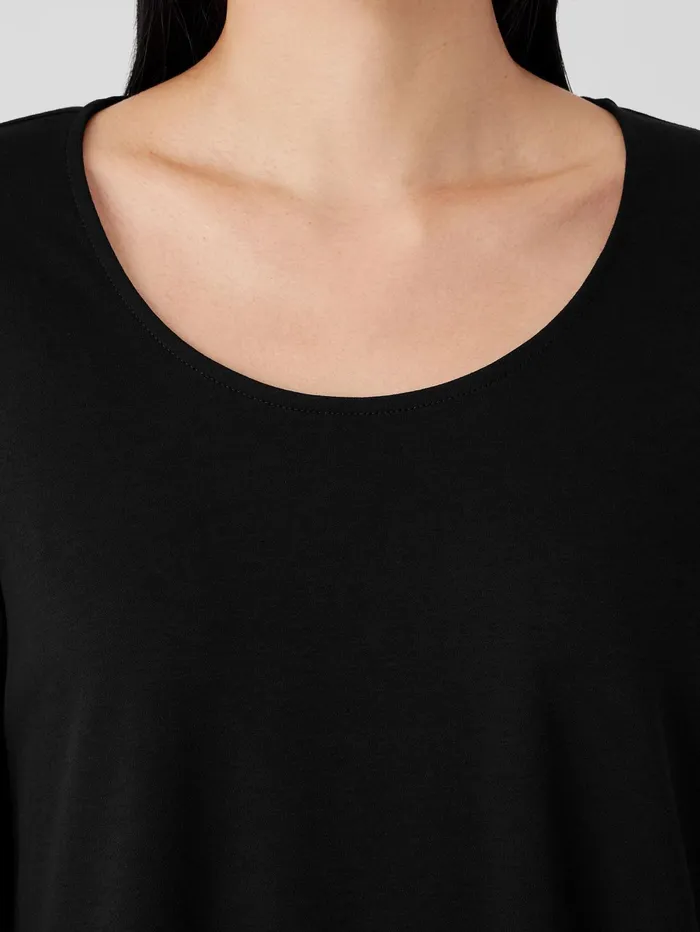 Sleepwear Women Eileen Fisher Organic Cotton Interlock UNeck Sleep Top Black