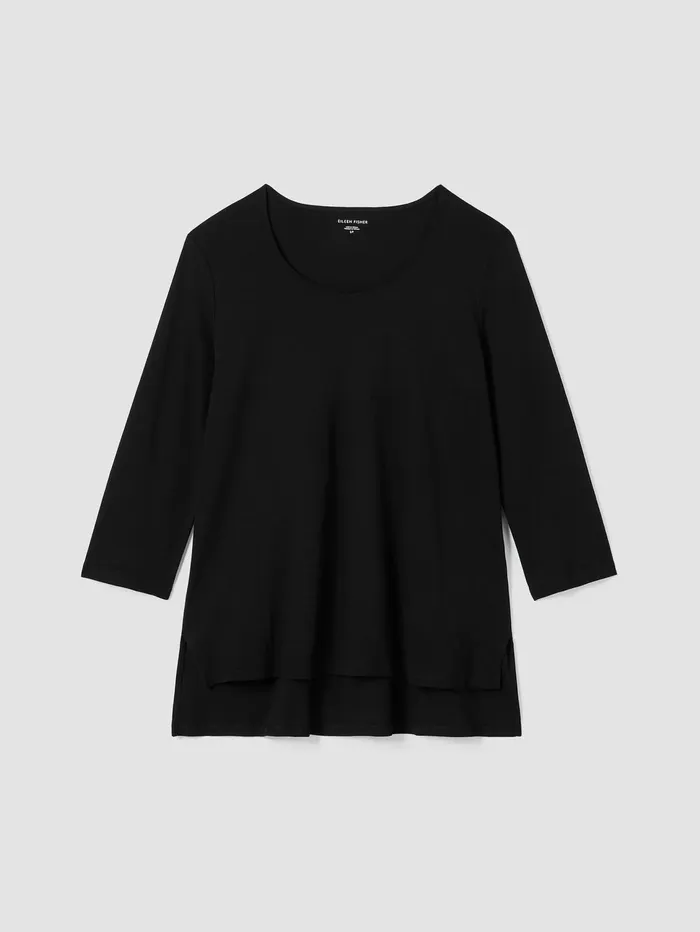 Sleepwear Women Eileen Fisher Organic Cotton Interlock UNeck Sleep Top Black