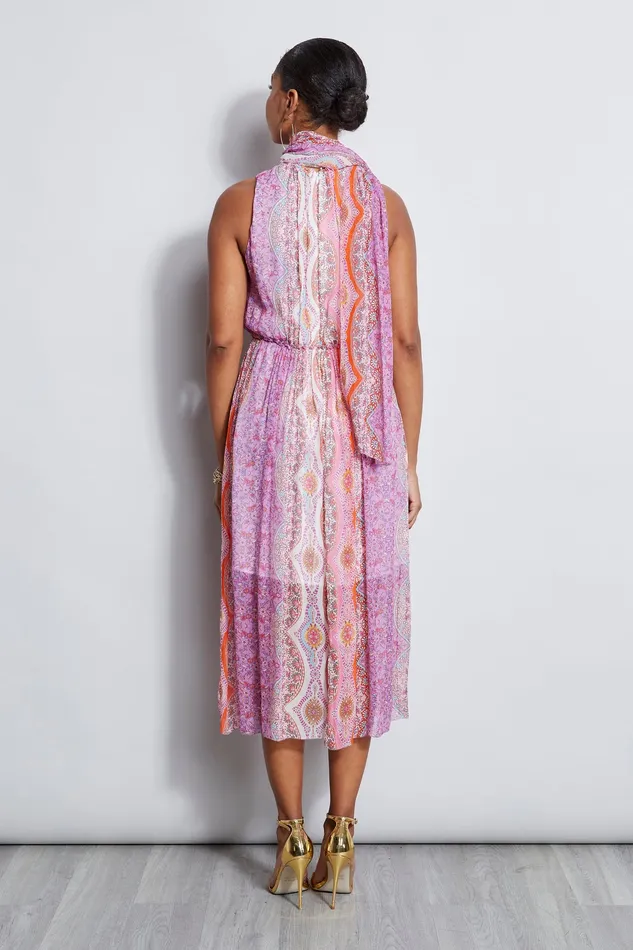 Sleeveless Dresses Women Elie Tahari Crinkle Silk Paisley Midi Dress MULTI