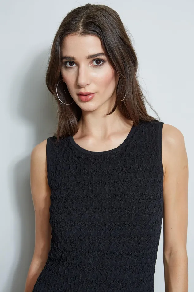 Sleeveless Dresses Women Elie Tahari Crochet Knit Dress NOIR