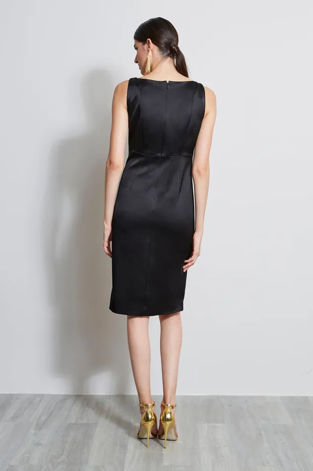 Sleeveless Dresses Women Elie Tahari Satin Cowl Neck Dress BLACK