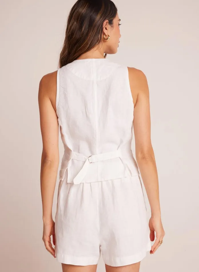 Sleeveless Women Bella Dahl Cinch Back Vest 8211 White
