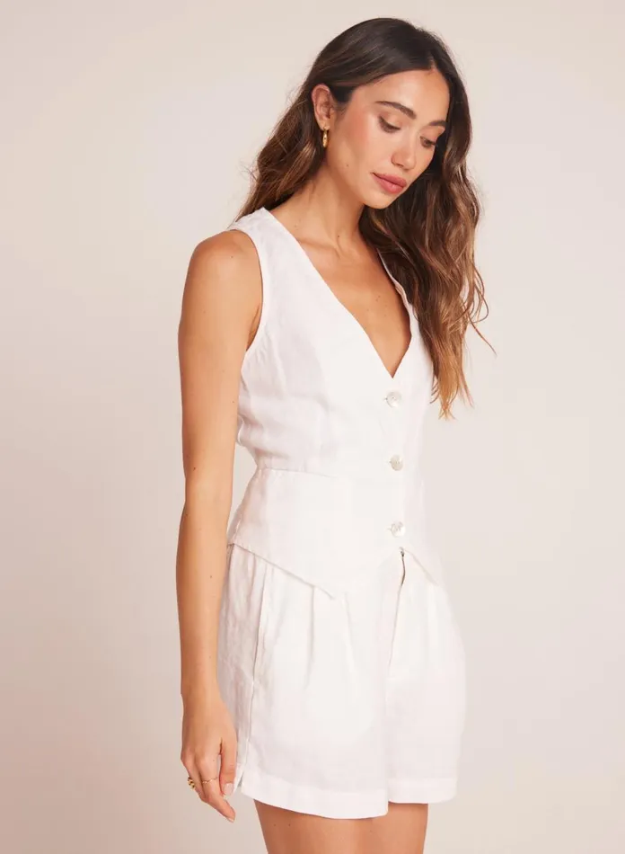 Sleeveless Women Bella Dahl Cinch Back Vest 8211 White