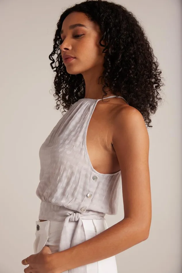 Sleeveless Women Bella Dahl Side Tie Button Halter 8211 Silver Pearl Sleeveless Women Bella Dahl Side Tie Button Halter 8211 Silver Pearl