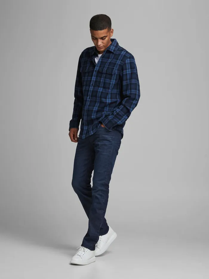 Slim and Straight Jeans JACK and JONES Mens TIM ICON JJ 265 SLIMSTRAIGHT FIT JEANS Blue Blue Denim