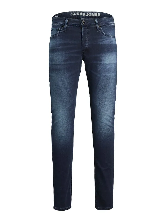 Slim Jeans JACK and JONES Mens GLENN ORIGIANL GE 011 INDIGO KNIT SLIM FIT JEANS Blue Blue Denim