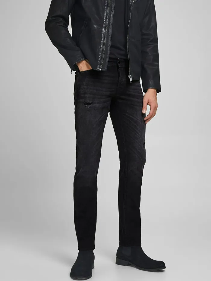 Slim Jeans JACK and JONES Mens GLENN ORIGINAL JOS 633 SLIM FIT JEANS Black Black Denim