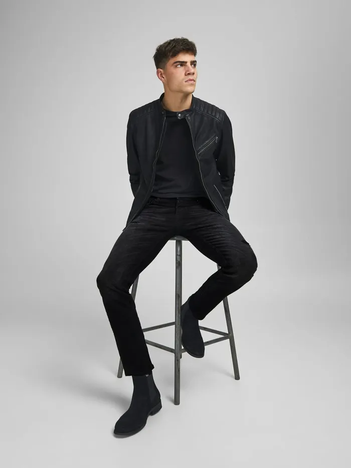Slim Jeans JACK and JONES Mens GLENN ORIGINAL JOS 633 SLIM FIT JEANS Black Black Denim
