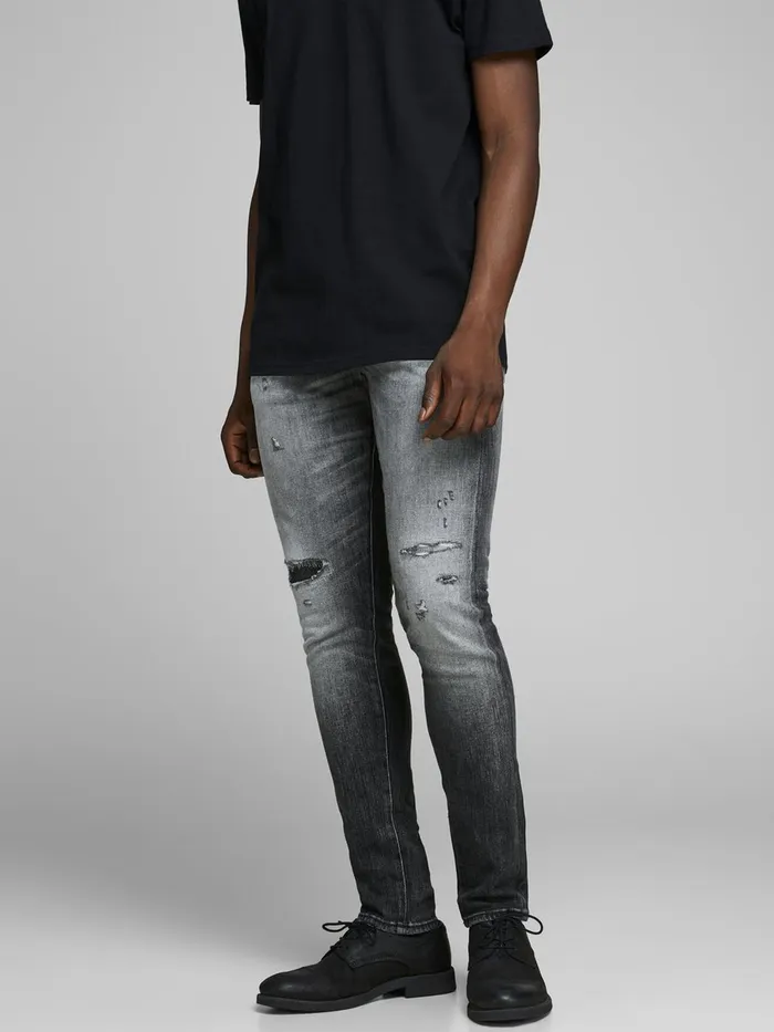Slim Jeans JACK and JONES Mens GLENN ROYAL R216 RDD LTD SLIM FIT JEANS Grey Black Denim