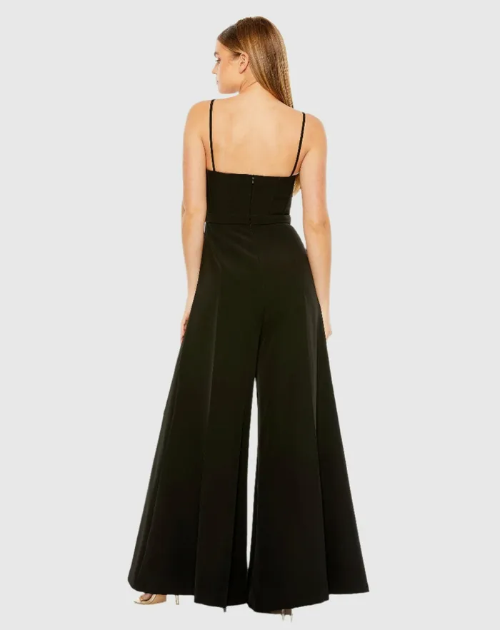 Slim Strap Beaded Bustier Top Jumpsuit Black Women Jumpsuits and Rompers Mac Duggal Slim Strap Beaded Bustier Top Jumpsuit Black Women Jumpsuits and Rompers Mac Duggal