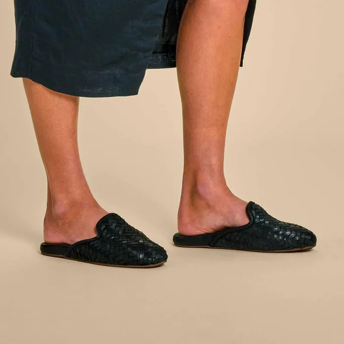 SlipOn Women Olukai Mii Woven Leather Mule Shoes 8211 Black
