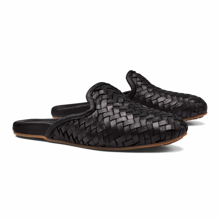 SlipOn Women Olukai Mii Woven Leather Mule Shoes 8211 Black