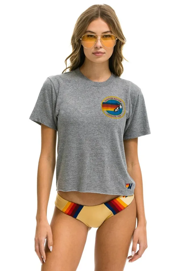 Small Logo Boyfriend Tee 8211 Heather Grey Women Aviator Nation Tees