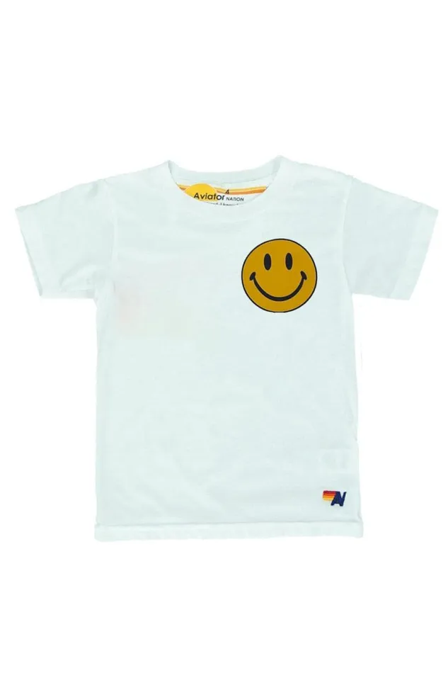 Smiley 2 Tee 8211 White Kids Aviator Nation Tees