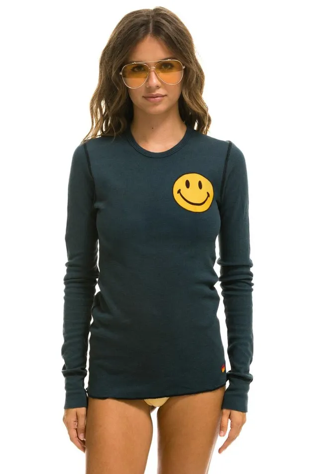 Smiley 2 Thermal 8211 Charcoal Women Aviator Nation Tees