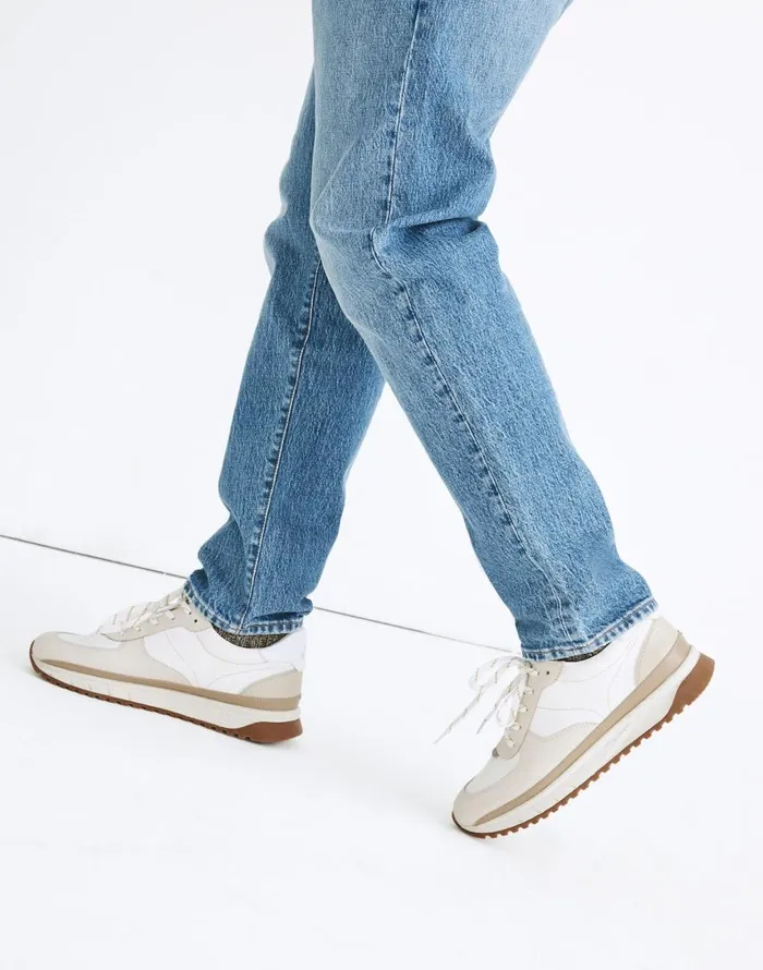 Sneakers Men Madewell Kickoff Trainer Sneakers In Neutral Colorblock Leather Antique Cream Multi