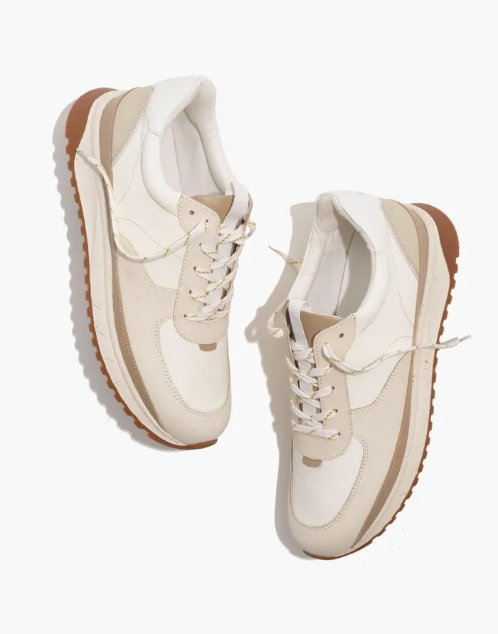 Sneakers Men Madewell Kickoff Trainer Sneakers In Neutral Colorblock Leather Antique Cream Multi
