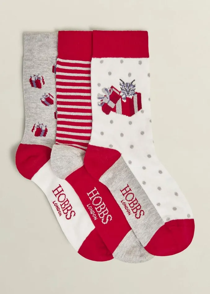 Socks and Tights Women HOBBS Christmas Cat Sock Set Multi