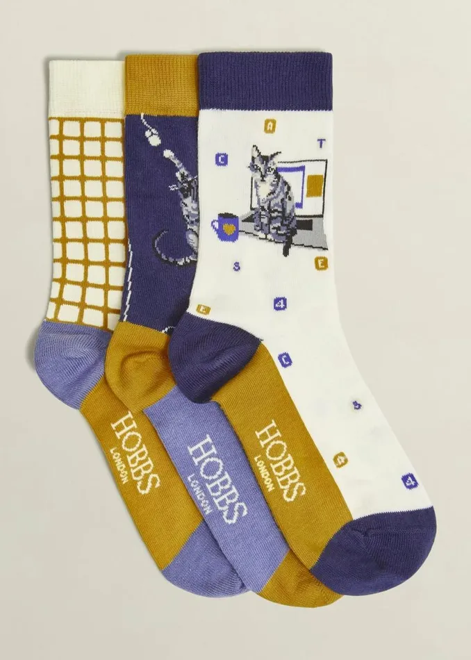 Socks and Tights Women HOBBS Working From Home Cat Sock Set Multi