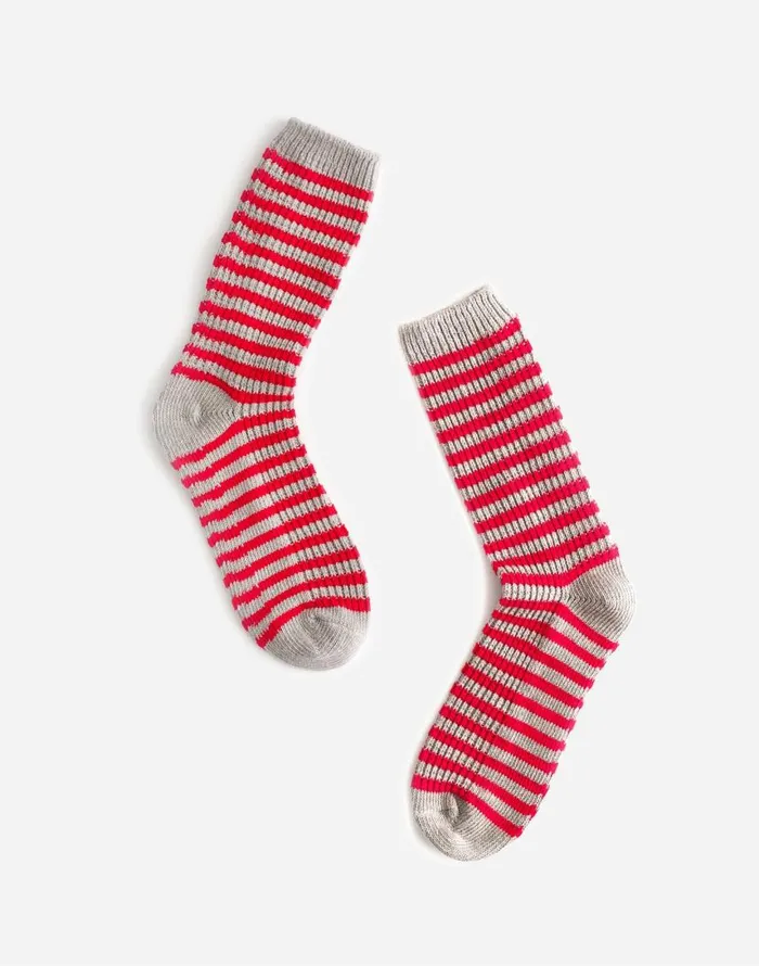 Socks Women Madewell WaffleKnit Trouser Socks In Stripe Cabernet