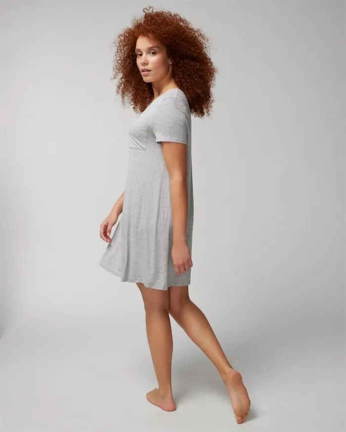 Soma Cool Nights Short Sleeve Sleepshirt Merrymaking Dot Ivory Women Sleepshirts