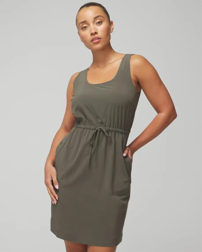 Soma Everstretch Tank Cargo Dress Black Women Short Dresses
