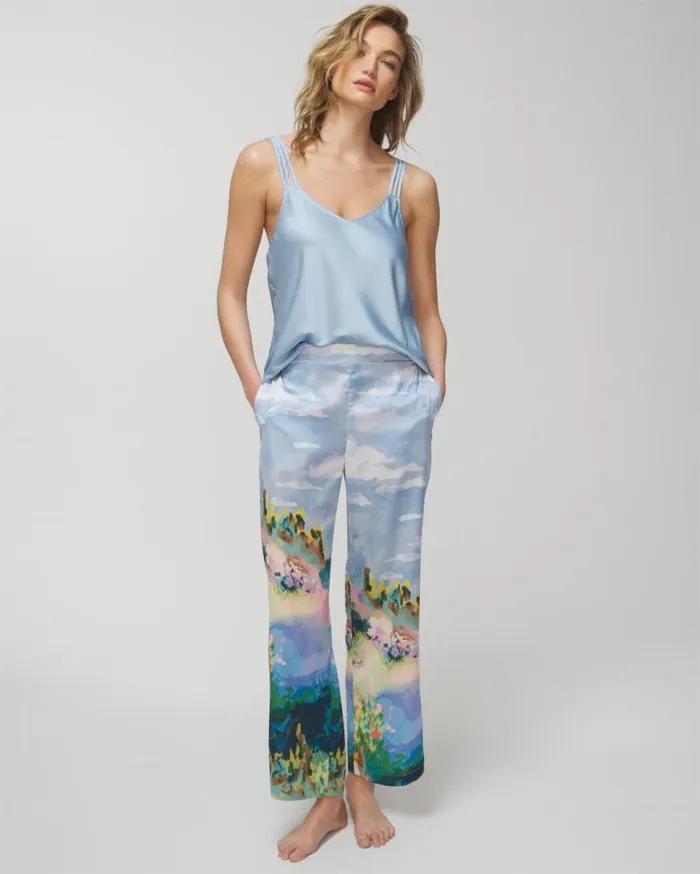 Soma Satin Ankle Pants Wanderlust Blue Women Matching Sets and Separates