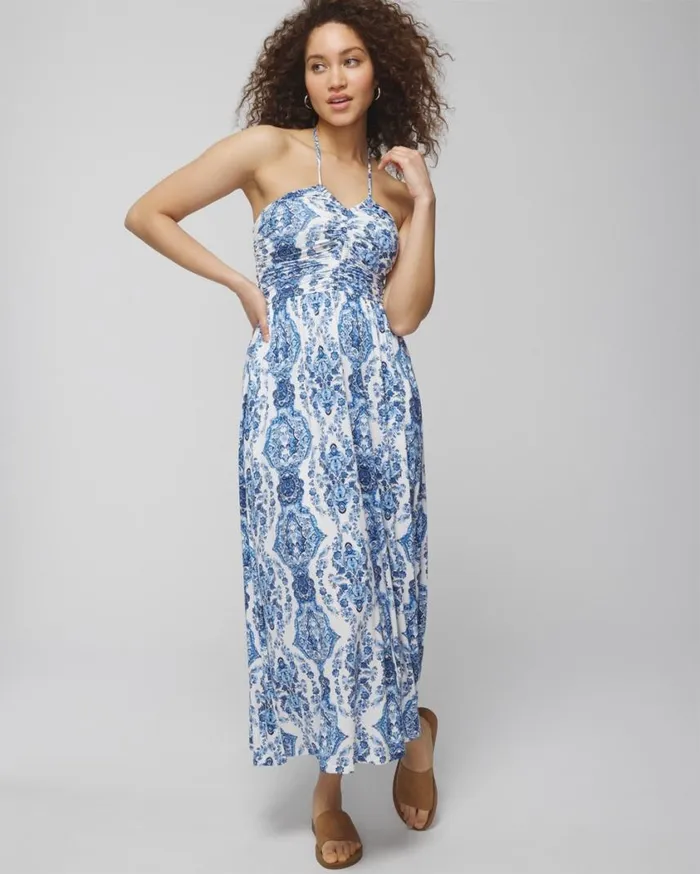 Soma Soft Jersey Halter Tie Midi Bra Dress Cherished Stripe Coconut Women Midi Dresses Soma Soft Jersey Halter Tie Midi Bra Dress Cherished Stripe Coconut Women Midi Dresses